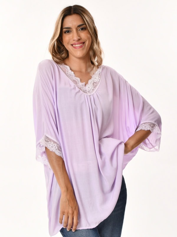 Camiseta oversize puntilla LILA