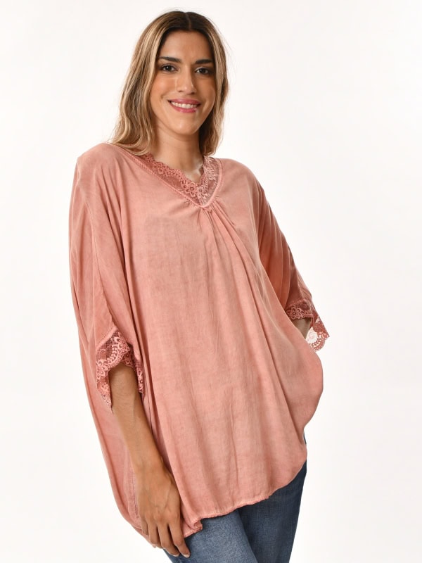 Camiseta oversize puntilla ROJO OXIDO