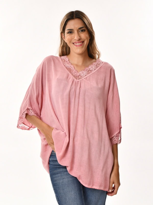 Camiseta oversize puntilla ROSA