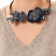Collar corto dos flores marino