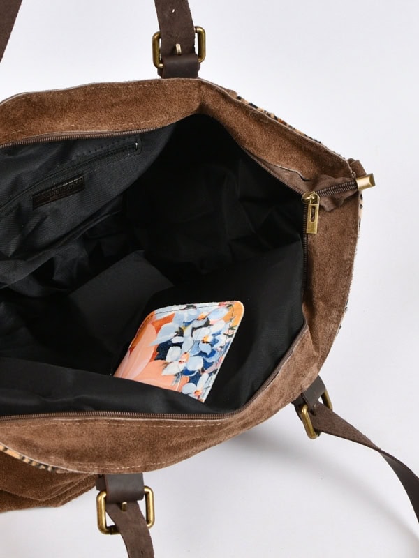 Bolso shopper piel serraje interior