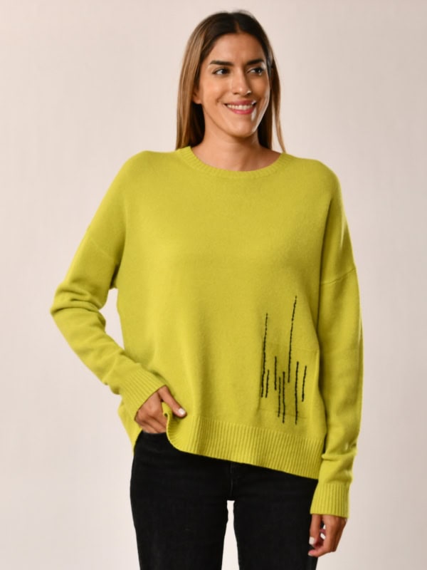 Jersey de mujer con bordado discreto y tacto suave VERDE PISTACHO