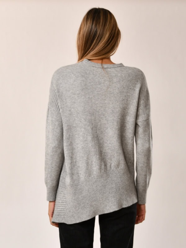 Jersey de mujer extrasuave asimétrico abertura lateral GRIS ESPALDA