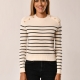 Jersey de rayas con botones en los hombros para mujer Blanco