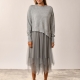 Vestido para mujer con falda de tul volantes irregulares gris