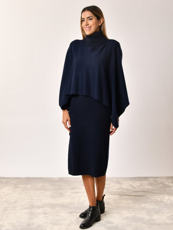 Vestido para mujer con poncho desmontable MARINO