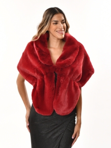 Estola pelo peluche para vestir con cuello GRANATE de Meua Boutique.