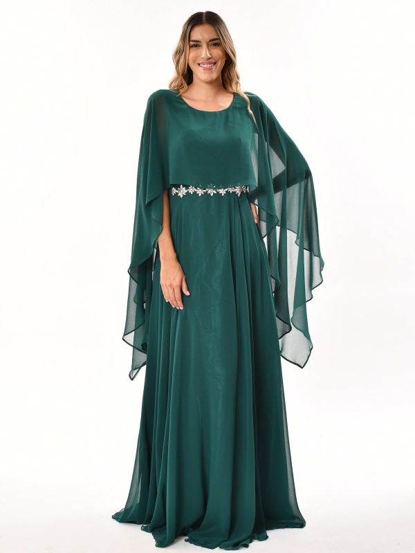 Vestido de fiesta largo con mangas volantes - Tallas Grandes VERDE