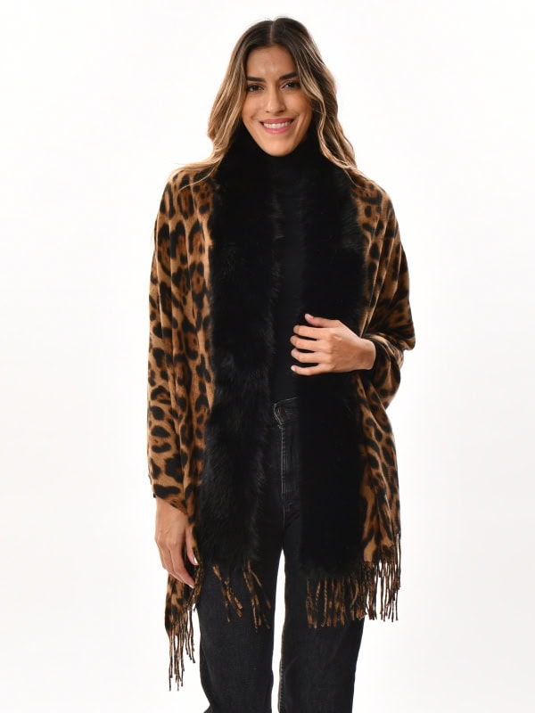 Chal leopardo con pelo sintético CAMEL