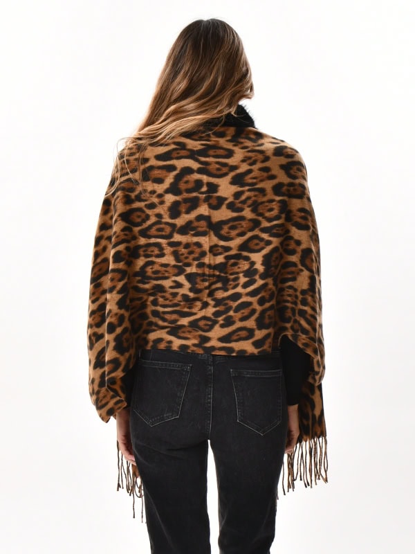 Chal leopardo con pelo sintético CAMEL ESPALDA