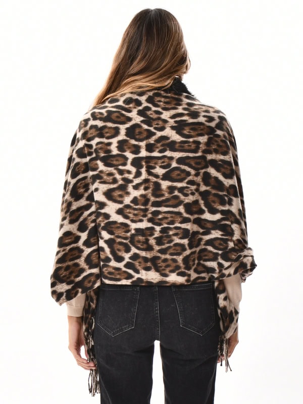 Chal leopardo con pelo sintético ESPALDA