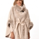 Chaqueta-Poncho con ribete pelo sintético BEIGE