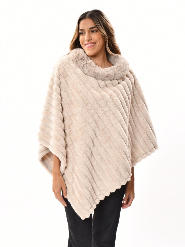 Poncho pelo sintético BEIGE