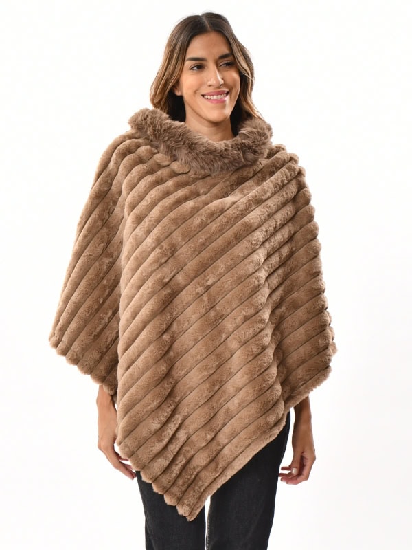 Poncho pelo sintético TAUPE