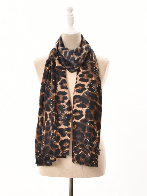 Bufanda Animal Print detalle dorado CAMEL