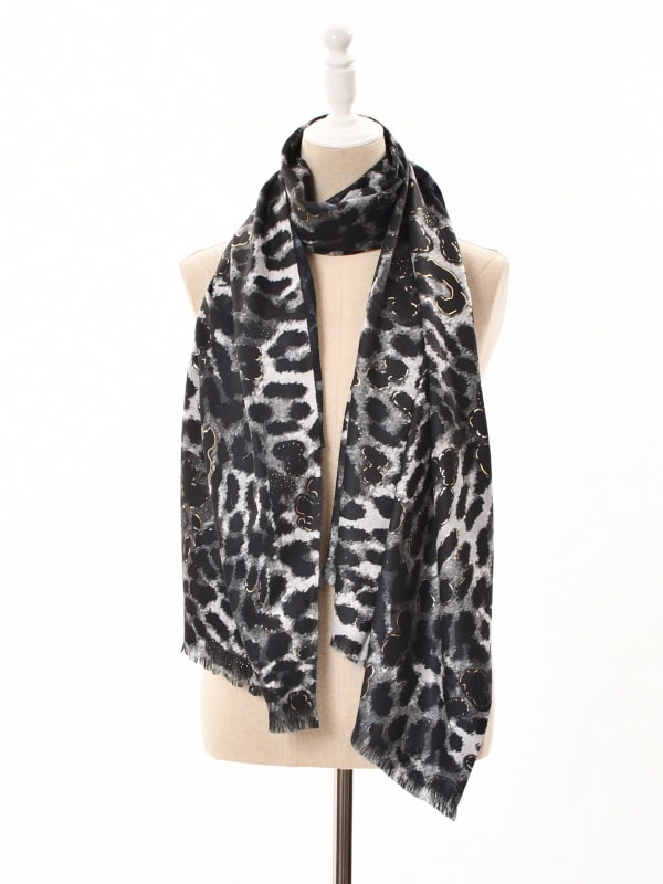 Bufanda Animal Print detalle dorado GRIS