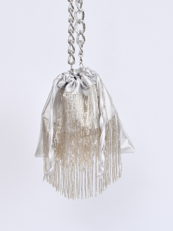 Bolso de fiesta con flecos PLATEADO