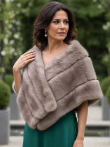 Estola ancha de pelo imitación visón taupe