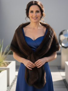 Estola pelo sintético fruncida