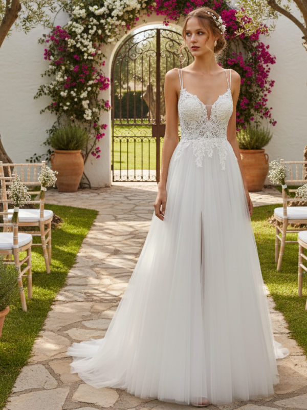 Vestido de Novia tul espalda al aire