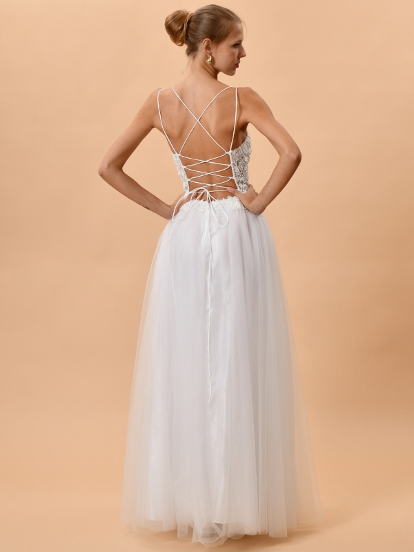 Vestido de Novia tul espalda al aire espalda