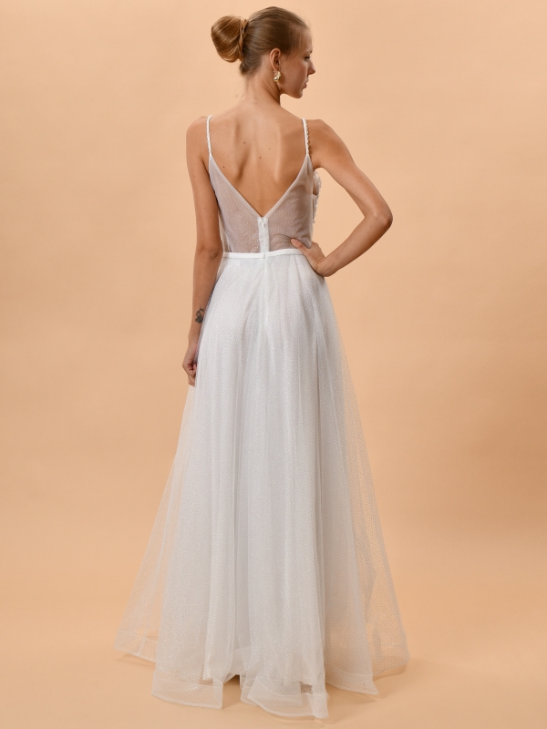 Vestido de novia tul con pedrerías Crystal espalda