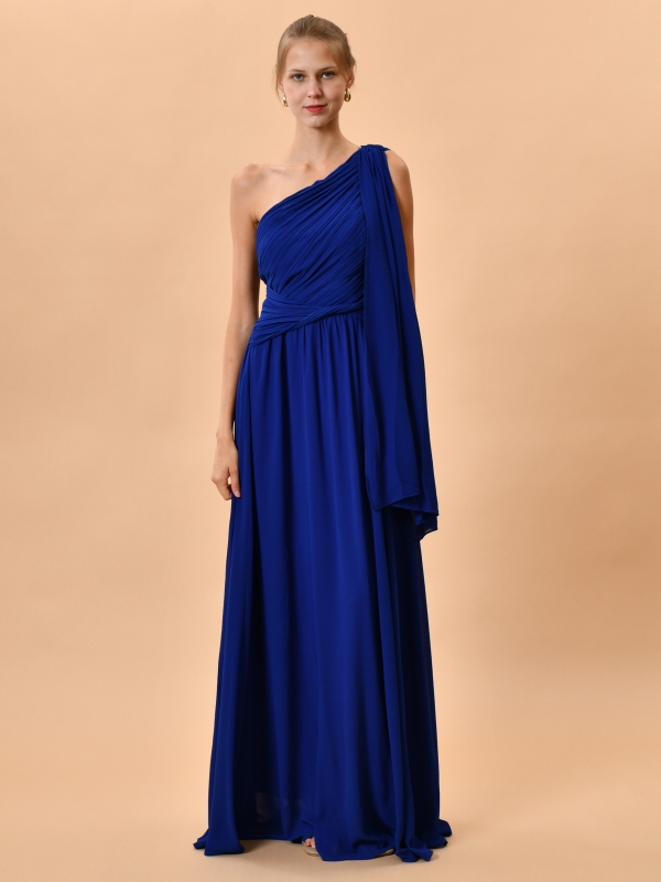 Vestido fiesta largo asimétrico estilo griego AZULON