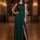 Vestido fiesta largo cuello halter Marciela con brillos