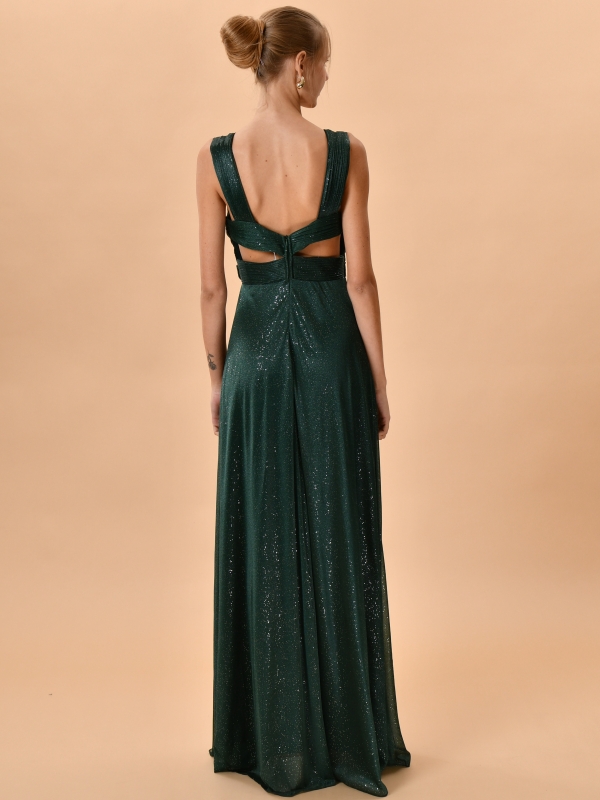 Vestido fiesta largo cuello halter Marciela con brillos espalda