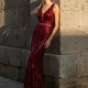 Vestido fiesta largo lentajuelas Anthea
