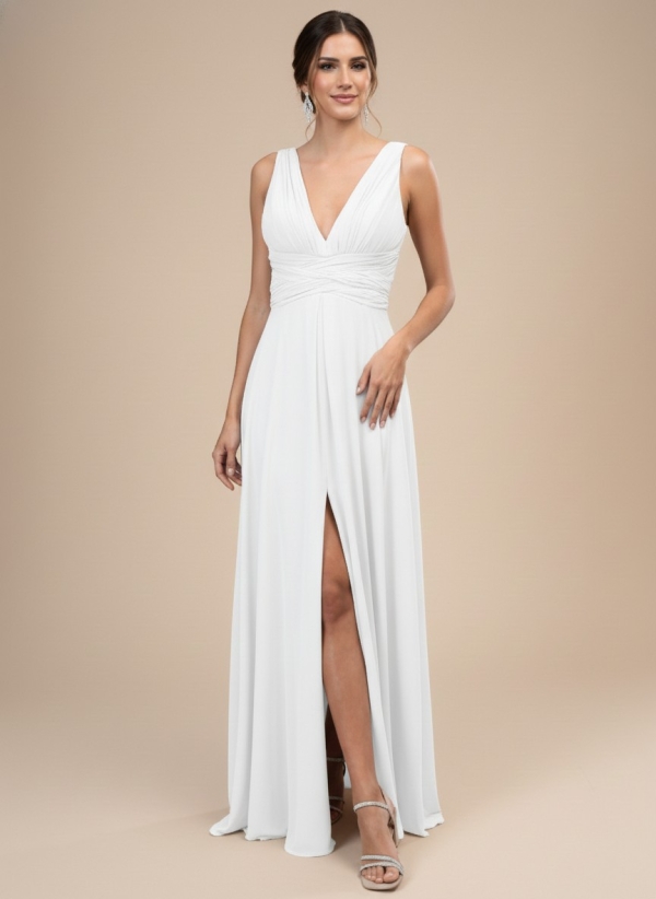 Vestido fiesta largo Silvana blanco