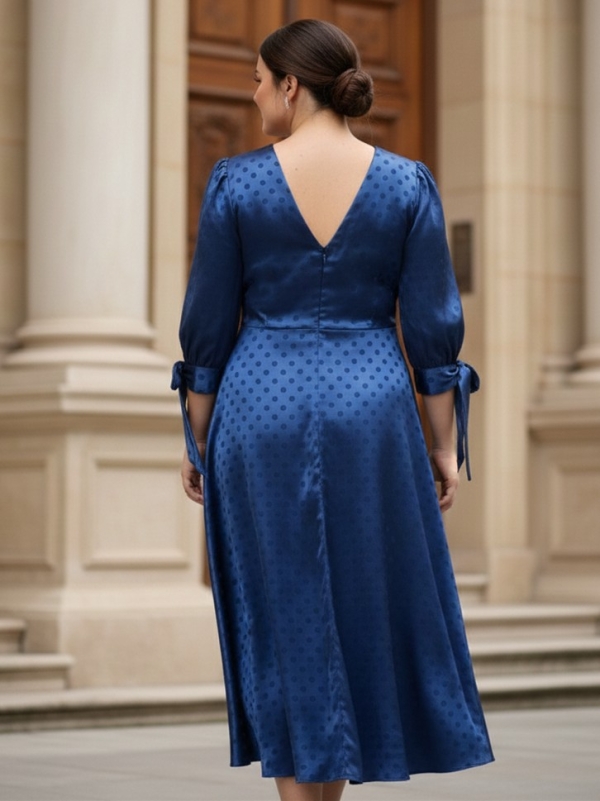 Vestido midi con mangas - Tallaje Grande MARINO ESPALDA