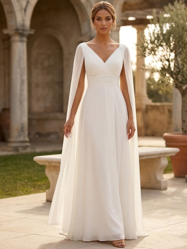 Vestido de Novia con Capa Nupcial Pure frente