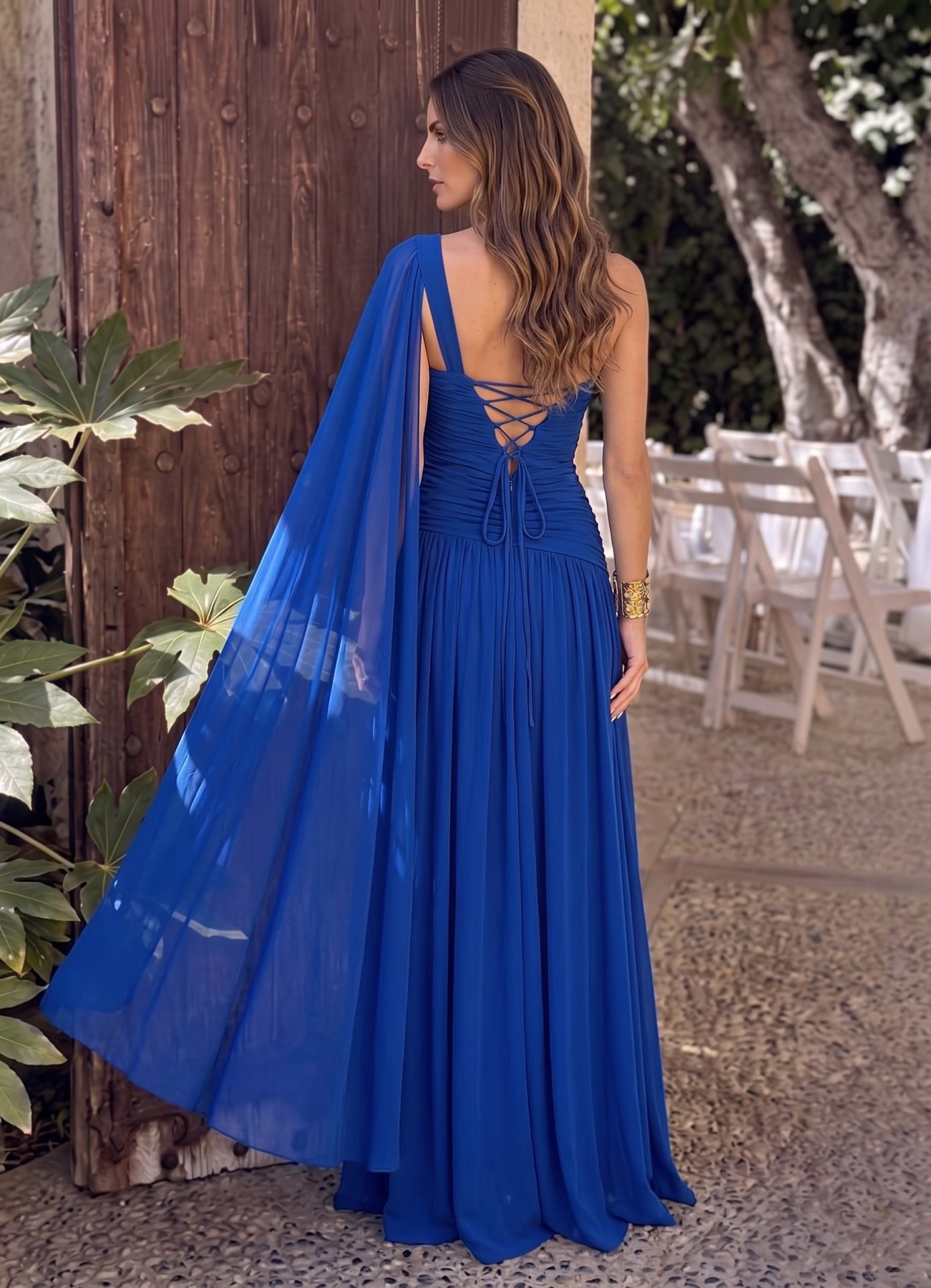 Vestido fiesta largo con espalda ajustable Penélope espalda