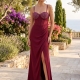 Vestido fiesta largo satinado SOFIA ROJO CHERRY