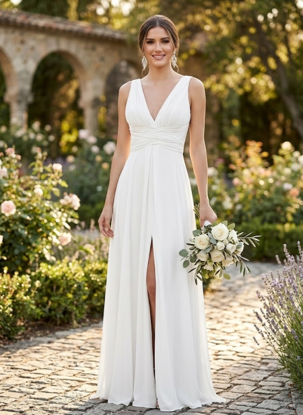 Vestido fiesta largo Silvana blanco