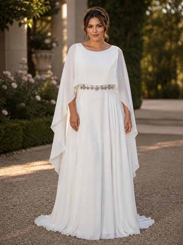 Vestido de novia con capa - Tallas Grandes