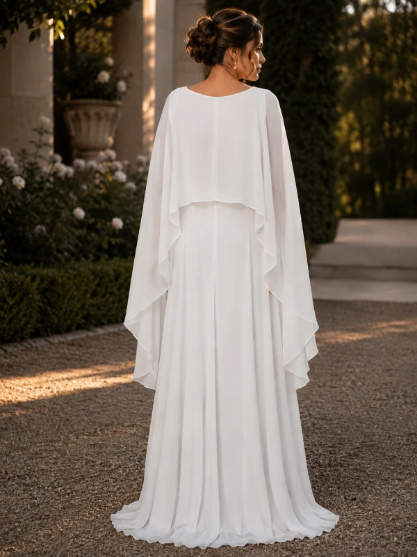 Vestido de novia con capa - Tallas Grandes espalda