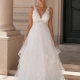 Vestido de novia cuello V volantes Tul irregulares