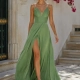 Vestido fiesta con tirantes strass Nour VERDE CLARO