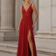 Vestido largoVestido largo cuello V con abertura Gisela BURDEOS cuello V con abertura Gisela BURDEOS