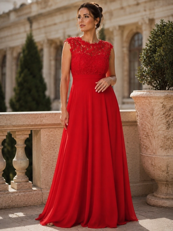 Vestido largo de fiesta ADARA rojo