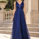 Vestido brillos plisados Emilia AZUL