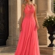 Vestido fiesta cuello halter tirantes Lluna coral