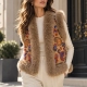 Chaleco Bordado con ribete de pelo Camel
