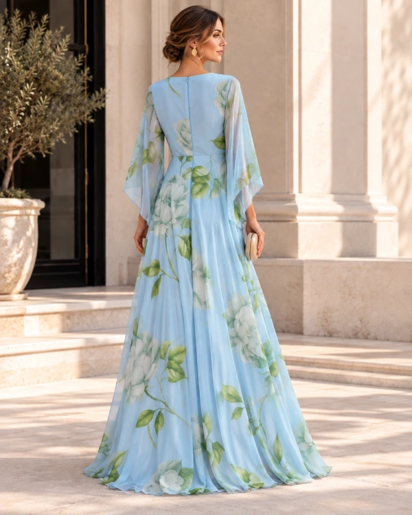 Vestido Fiesta Largo estampado floral Susana espalda