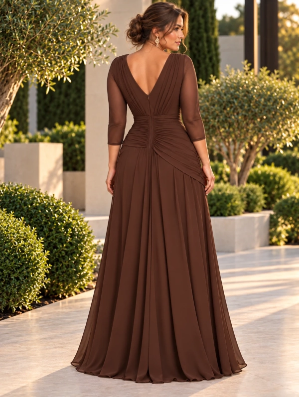 Vestido de Fiesta Largo Manga Francesa ISABELLA ESPALDA
