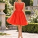 Vestido fiesta tul con espalda al aire rojo